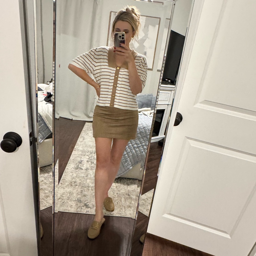Striped Knit Top with Gold Buttons - Picture 11 of 13